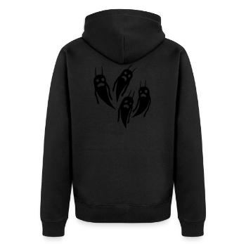 Geister Halloween - Unisex Premium Bio Zip Hoodie - Schwarz - Hinten - Nico (187cm)