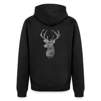 Hirsch Wald Motiv Geschenk Natur Freiheit - Unisex Premium Bio Zip Hoodie - Schwarz - Hinten - Nico (187cm)