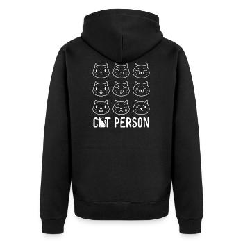 Lustiges Katzenmotiv Lustiger Katzen Spruch Katze - Unisex Premium Bio Zip Hoodie - Schwarz - Hinten - Nico (187cm)