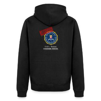 FBI - Unisex Premium Bio Zip Hoodie - Schwarz - Hinten - Nico (187cm)
