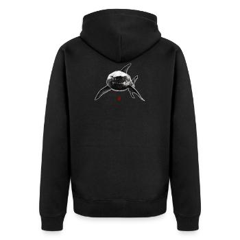 Sketchy Shark - Unisex Premium Organic Zip Hoodie - black - Back - Nico (187cm)