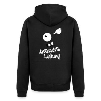 Anstaltsleitung - Unisex Premium Bio Zip Hoodie - Schwarz - Hinten - Nico (187cm)