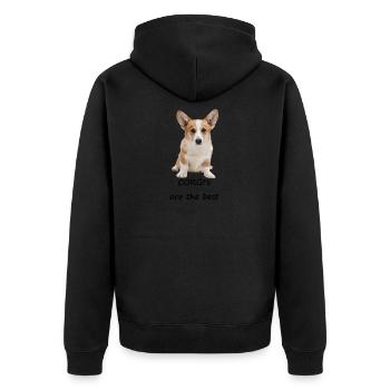 Corgis sind die Besten - Unisex Premium Bio Zip Hoodie - Schwarz - Hinten - Nico (187cm)