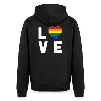 LGBT Pride Regenbogenfarbe Liebe Herz Gay Pride - Unisex Premium Bio Zip Hoodie - Schwarz - Hinten - Nico (187cm)