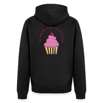 Cupcake - Your are my Cherry - Declaration of Love - Unisex Premium Organic Zip Hoodie - black - Back - Nico (187cm)