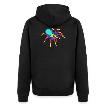 Spider Funny - Unisex Premium Bio Zip Hoodie - Schwarz - Hinten - Nico (187cm)