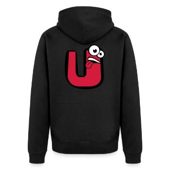U letter name write cartoon comic face l - Unisex Premium Organic Zip Hoodie - black - Back - Nico (187cm)
