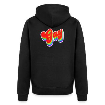 Regenbogen Gay Pansexuell Bi LGBTQ LGBT Geschenk - Unisex Premium Bio Zip Hoodie - Schwarz - Hinten - Nico (187cm)