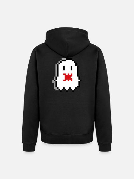 Ghost Pixel Art - Unisex Premium Organic Zip Hoodie - black