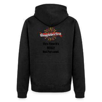 BANGTOBERFEST - Unisex Premium Bio Zip Hoodie - Schwarz - Hinten - Nico (187cm)