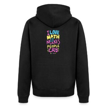 Schule: Ich liebe Mathe Shirt Geschenk - Unisex Premium Bio Zip Hoodie - Schwarz - Hinten - Nico (187cm)