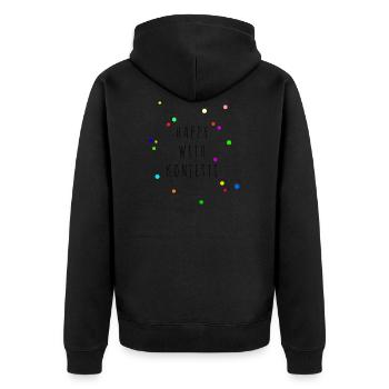 HAPPY WITH KONFETTI - Unisex Premium Bio Zip Hoodie - Schwarz - Hinten - Nico (187cm)