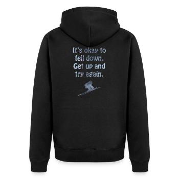 Ski - Unisex Premium Bio Zip Hoodie - Schwarz - Hinten - Nico (187cm)