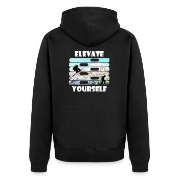 Elevate Wintersport Shirt & Geschenkidee - Unisex Premium Bio Zip Hoodie - Schwarz - Hinten - Nico (187cm)