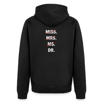 Doktor - Unisex Premium Bio Zip Hoodie - Schwarz - Hinten - Nico (187cm)