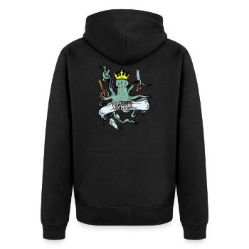 Octopus octopus with crown and chopper - Unisex Premium Organic Zip Hoodie - black - Back - Nico (187cm)