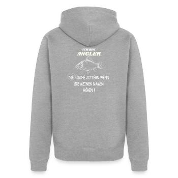 JE SUIS UN PÊCHEUR... - Veste à capuche bio Premium Unisexe - gris chiné - Dos - Nico (187cm)