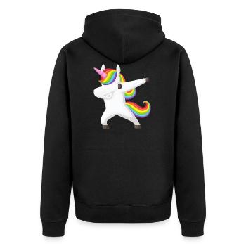 Unicorn Dab, Dabbendes Unicorn, DAB, Rainbow - Unisex Premium Organic Zip Hoodie - black - Back - Nico (187cm)
