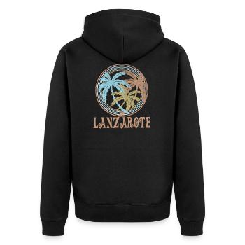 Lanzarote - Unisex Premium Bio Zip Hoodie - Schwarz - Hinten - Nico (187cm)