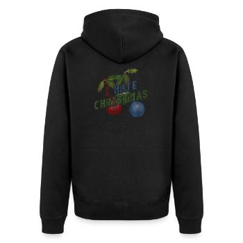 Anti I Hate Christmas Shirt Gegen Weihnachten - Unisex Premium Bio Zip Hoodie - Schwarz - Hinten - Nico (187cm)