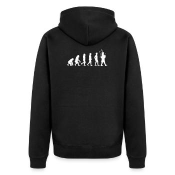 Bagpipe T-Shirt Bagpipe Player Evolution - Unisex Premium Organic Zip Hoodie - black - Back - Nico (187cm)