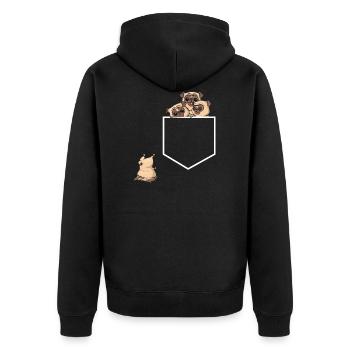 Dog Shirt · Pug Family · Gift - Unisex Premium Organic Zip Hoodie - black - Back - Nico (187cm)
