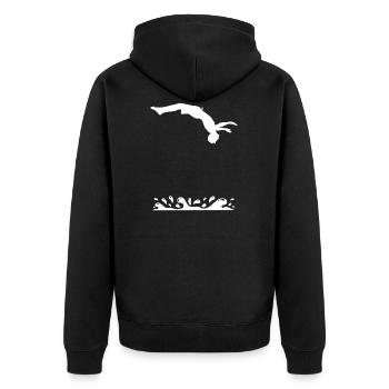 Wasserspringer Turmspringer T-Shirt Geschenk - Unisex Premium Bio Zip Hoodie - Schwarz - Hinten - Nico (187cm)