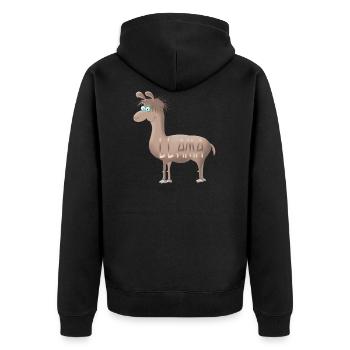 Llama - Unisex Premium Bio Zip Hoodie - Schwarz - Hinten - Nico (187cm)