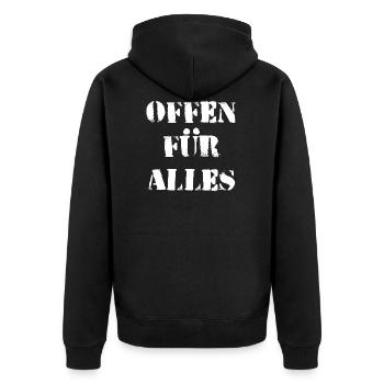 Ouvert à tous en disant - Veste à capuche bio Premium Unisexe - noir - Dos - Nico (187cm)