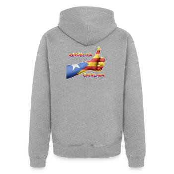 SI République Catalane - Veste à capuche bio Premium Unisexe - gris chiné - Dos - Nico (187cm)