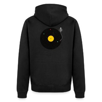 Disque vinyle planète système solaire shirt - Veste à capuche bio Premium Unisexe - noir - Dos - Nico (187cm)
