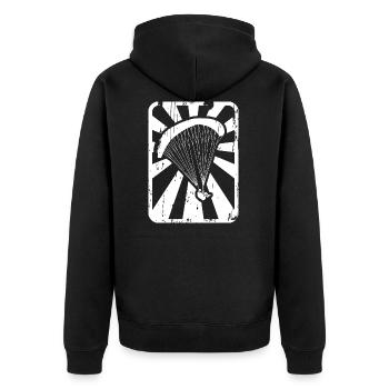 Gleitschirmflieger - Unisex Premium Bio Zip Hoodie - Schwarz - Hinten - Nico (187cm)