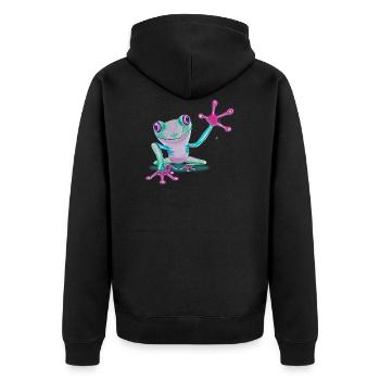 frog - Unisex Premium Organic Zip Hoodie - black - Back - Nico (187cm)