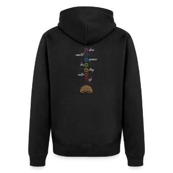Yoga Sprüche shirt Geschenk Yoganer Yoga Trainer - Unisex Premium Bio Zip Hoodie - Schwarz - Hinten - Nico (187cm)
