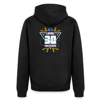 Level Up Gamer Zocker Gaming 30s Nerd Gift - Unisex Premium Organic Zip Hoodie - black - Back - Nico (187cm)