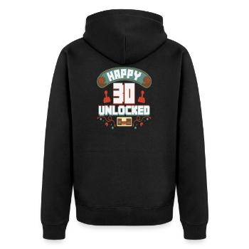 Level Up Gamer Zocker Gaming 30er Retro Geschenk - Unisex Premium Bio Zip Hoodie - Schwarz - Hinten - Nico (187cm)