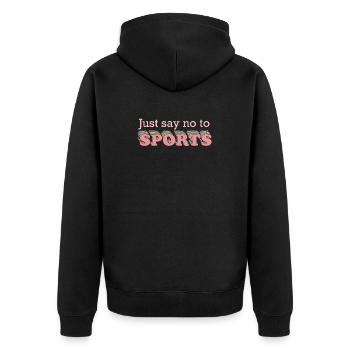 Sag Nein zum Sport - Unisex Premium Bio Zip Hoodie - Schwarz - Hinten - Nico (187cm)