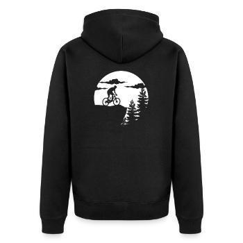Fahrrad Natur Mountainbiker Rennradfahrer Shirt - Unisex Premium Bio Zip Hoodie - Schwarz - Hinten - Nico (187cm)