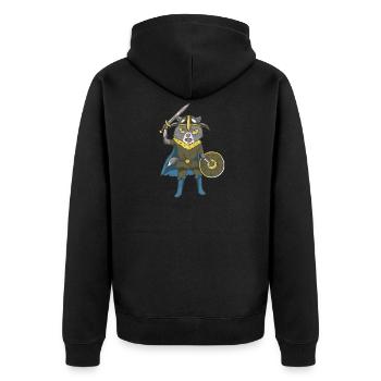 Wikinger Katze Krieger Vallhala Kinder Geschenke - Unisex Premium Bio Zip Hoodie - Schwarz - Hinten - Nico (187cm)
