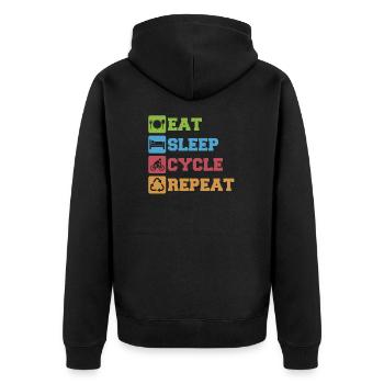 Mountainbiken Geschenk Mountainbiker Berg Retro - Unisex Premium Bio Zip Hoodie - Schwarz - Hinten - Nico (187cm)
