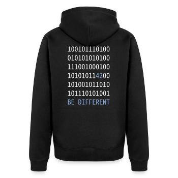 être différent - comme un 42 en code binaire - Veste à capuche bio Premium Unisexe - noir - Dos - Nico (187cm)
