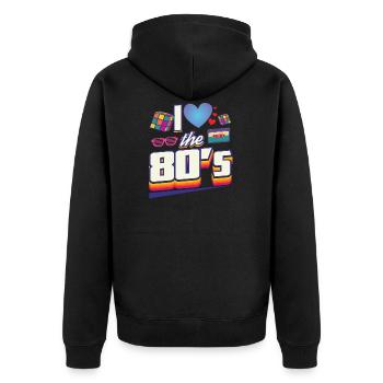 I Love 80s 80s Themed Party Outfit Gift - Veste à capuche bio Premium Unisexe - noir - Dos - Nico (187cm)