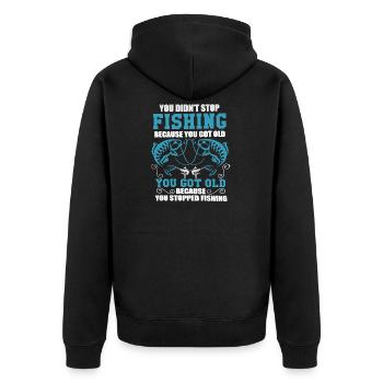 arrêter la pêche vieux cadeau poisson chemise tshirt - Veste à capuche bio Premium Unisexe - noir - Dos - Nico (187cm)