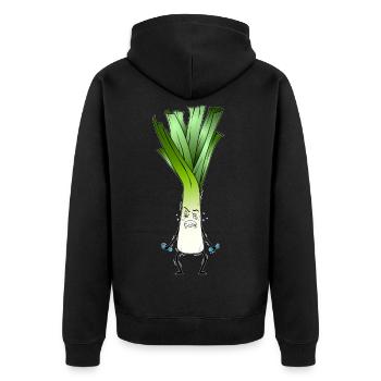 Leek - The biceps - Unisex Premium Organic Zip Hoodie - black - Back - Nico (187cm)