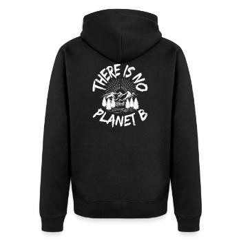 N Planet B Gift Earth Day Nature Environmental Protection - Unisex Premium Organic Zip Hoodie - black - Back - Nico (187cm)