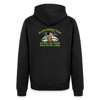 Sloth Hiking Team design for Men & Women - Unisex Premium Organic Zip Hoodie - black - Back - Nico (187cm)
