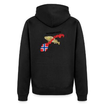 norway cod card cod hunter gift - Unisex Premium Organic Zip Hoodie - black - Back - Nico (187cm)