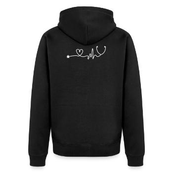 Cadeau infirmière chemise soignante - Veste à capuche bio Premium Unisexe - noir - Dos - Nico (187cm)