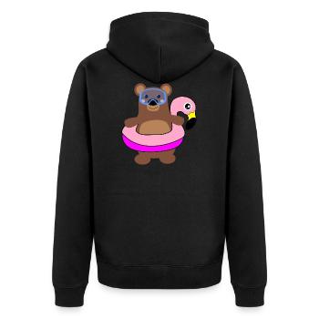 Taucher Bär Flamingo - Unisex Premium Bio Zip Hoodie - Schwarz - Hinten - Nico (187cm)