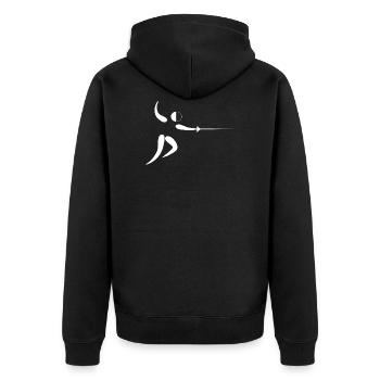 Geschenk fechten Fechter Fecht Kampf shirt - Unisex Premium Bio Zip Hoodie - Schwarz - Hinten - Nico (187cm)
